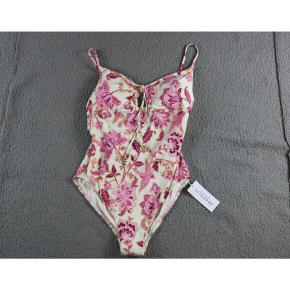 New Seafolly Swimwear 10 Floral Print Silk Road Drawstring Keyhole One Piece - Picture 1 of 7